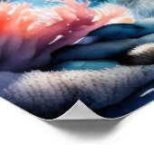 Aquarellmalerei des Korallenriffs Rosa Poster (Ecke)