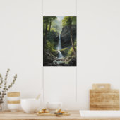 Aquarellmalerei des natürlichen Wasserfalls Poster (Küche)