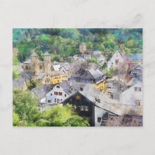 Aquarellmalerei des Stadtbildes von Bad München Postkarte