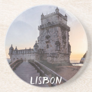 Aquarellmalerei des Turms von Belem bei Sonnenunte Getränkeuntersetzer