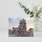 Aquarellmalerei des Turms von Belem bei Sonnenunte Postkarte (Stehend Vorderseite)