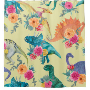 Aquarellmalerei Dinosaurier Muster. Nahtlose Beine Duschvorhang