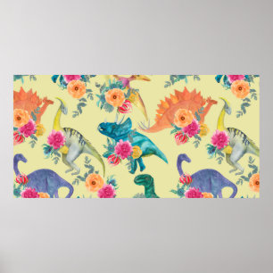 Aquarellmalerei Dinosaurier Muster. Nahtlose Beine Poster