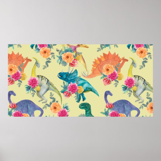 Aquarellmalerei Dinosaurier Muster. Nahtlose Beine Poster (Vorne)