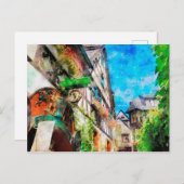 Aquarellmalerei Drossel Gasse Ruedesheim Postkarte (Vorne/Hinten)