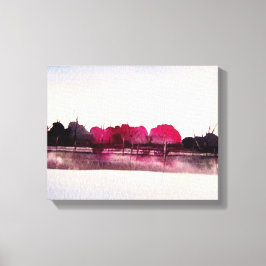 Aquarellmalerei einer farbenfrohen Landschaft Leinwanddruck