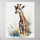 Aquarellmalerei einer Giraffe 5:4 Poster (Vorne)