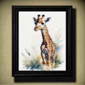 Aquarellmalerei einer Giraffe 5:4 Poster