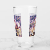 Aquarellmalerei einer lila Azeenblüte Glas (Links)