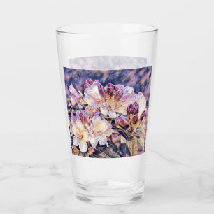 Aquarellmalerei einer lila Azeenblüte Glas
