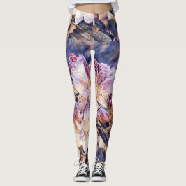 Aquarellmalerei einer lila Azeenblüte Leggings