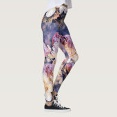 Aquarellmalerei einer lila Azeenblüte Leggings (Rechts)