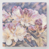 Aquarellmalerei einer lila Azeenblüte Steinuntersetzer (Vorderseite)