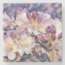 Aquarellmalerei einer lila Azeenblüte Steinuntersetzer