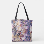 Aquarellmalerei einer lila Azeenblüte Tasche (Rückseite)