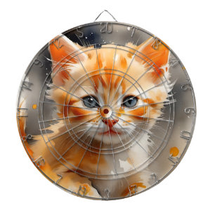 Aquarellmalerei einer niedlichen Orangenkatze Dartscheibe