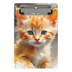 Aquarellmalerei einer niedlichen Orangenkatze Mini Klemmbrett