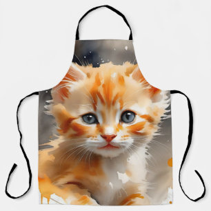 Aquarellmalerei einer niedlichen Orangenkatze Schürze