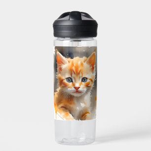 Aquarellmalerei einer niedlichen Orangenkatze Trinkflasche