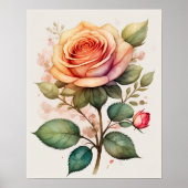 Aquarellmalerei einer Rose Pink III Poster (Vorne)