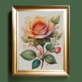 Aquarellmalerei einer Rose Pink III Poster