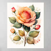 Aquarellmalerei einer Rose Rosa Poster (Vorne)