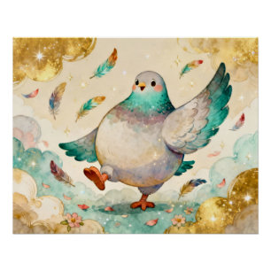 Aquarellmalerei einer Taube Poster