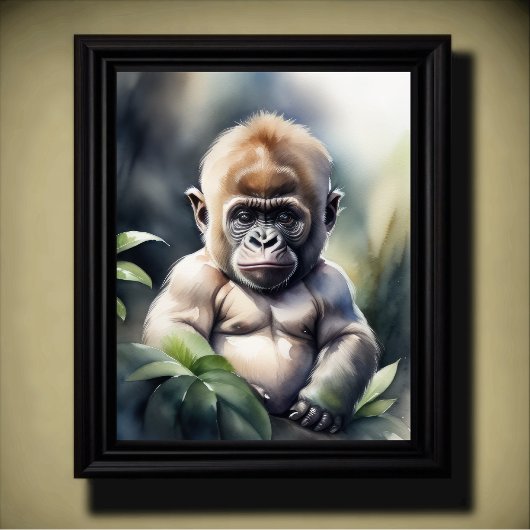 Aquarellmalerei eines Baby Gorilla 5:4 Poster