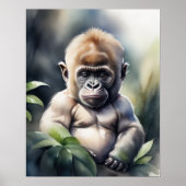 Aquarellmalerei eines Baby Gorilla 5:4 Poster (Vorne)