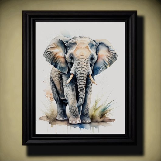 Aquarellmalerei eines Elefanten 5:4 Poster