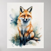 Aquarellmalerei eines Fuchs 5:4 Poster (Vorne)