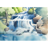 Aquarellmalerei eines kaskadenförmigen Wasserfalls Poster
