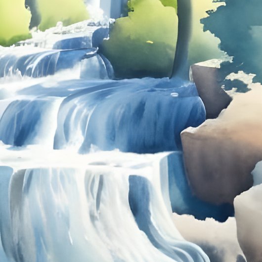 Aquarellmalerei eines kaskadenförmigen Wasserfalls Poster