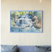 Aquarellmalerei eines kaskadenförmigen Wasserfalls Poster
