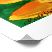 Aquarellmalerei eines Kunstdrucks von Sonnenblumen Poster (Ecke)