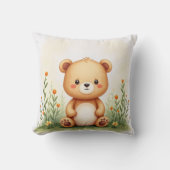 Aquarellmalerei eines Niedlichen, kleinen Bären Kissen (Vorderseite)