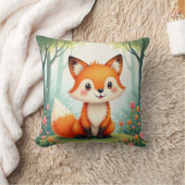 Aquarellmalerei eines Niedlichen, kleinen Fuchs Kissen (Decke)