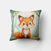 Aquarellmalerei eines Niedlichen, kleinen Fuchs Kissen (Rückseite)