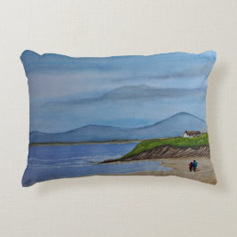 Aquarellmalerei eines romantischen Tages am Strand Dekokissen