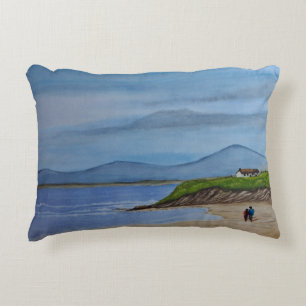 Aquarellmalerei eines romantischen Tages am Strand Dekokissen