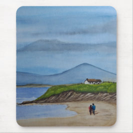 Aquarellmalerei eines romantischen Tages am Strand Mousepad