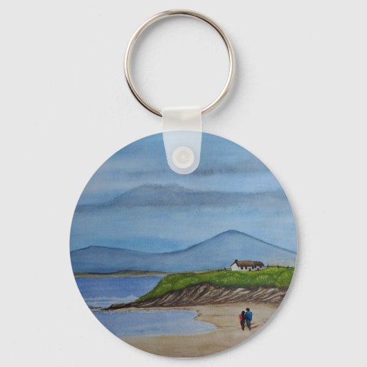 Aquarellmalerei eines romantischen Tages am Strand Schlüsselanhänger (Vorderseite)