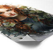 Aquarellmalerei eines rot-haarigen Mädchens Poster (Ecke)