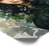 Aquarellmalerei eines schwarzhaarigen Mädchens Poster (Ecke)