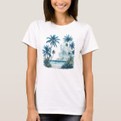 Aquarellmalerei eines Strandes mit Palmen T-Shirt (Vorderseite)