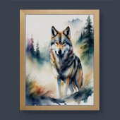 Aquarellmalerei eines Wolfs 3:4 Poster