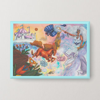 Aquarellmalerei Einhorn Opal Fee Drache Feuer Button