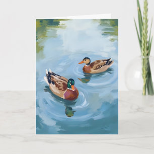 Aquarellmalerei Ententeich Karte