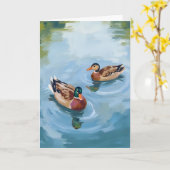 Aquarellmalerei Ententeich Karte (Gelbe Blume)