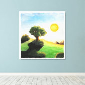 Aquarellmalerei Fantasy Baum Naturlandschaft Leinwanddruck (Insitu (Holzboden))